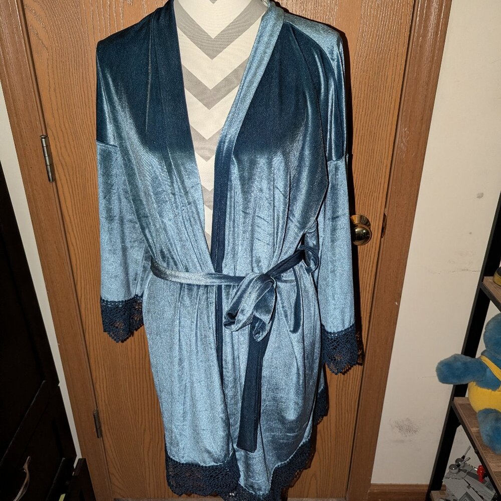 Dusty Blue Velvet Robe